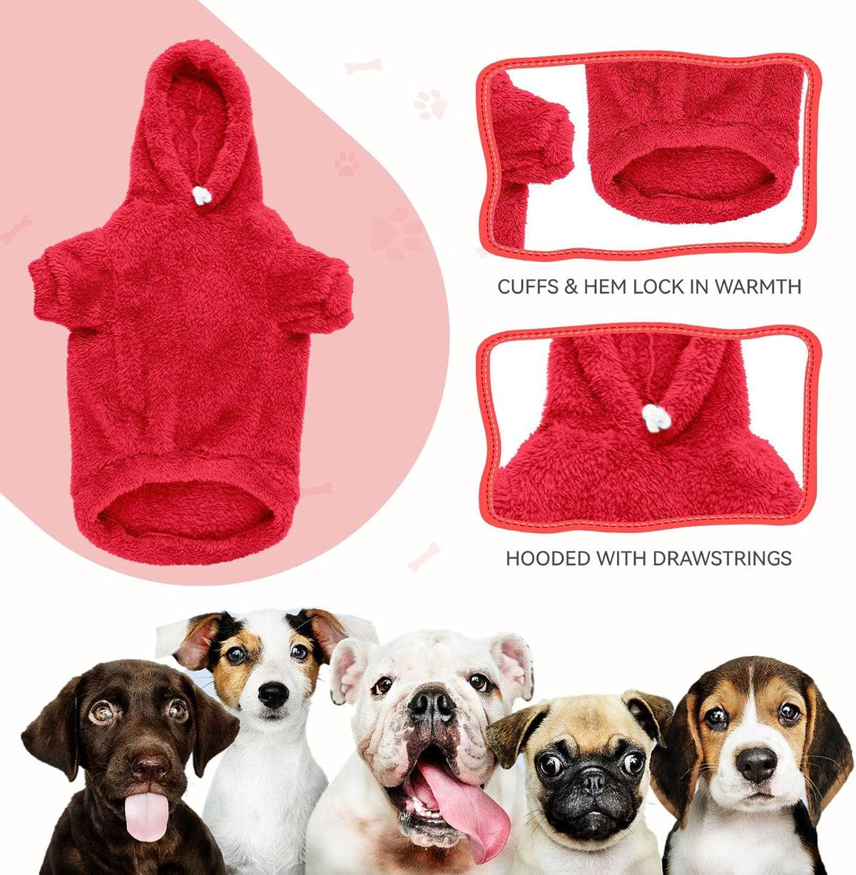 Fuzzy Dog Sweaters for Large Dogs Dog Hoodie Soft Double-Sided Plush Fleece Pet Sweater Clothes