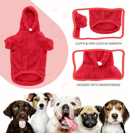 Fuzzy Dog Hoodie Dog Sweaters for Small Dogs Soft Double-Sided Plush Fleece Pet Sweater Clothes Pet