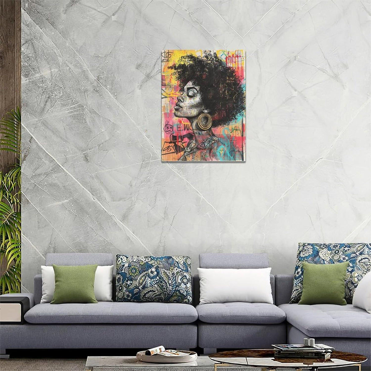 Quorin African American Wall Art Banksy Graffiti Black Woman Pictures Black Girl Wall Decor Canvas
