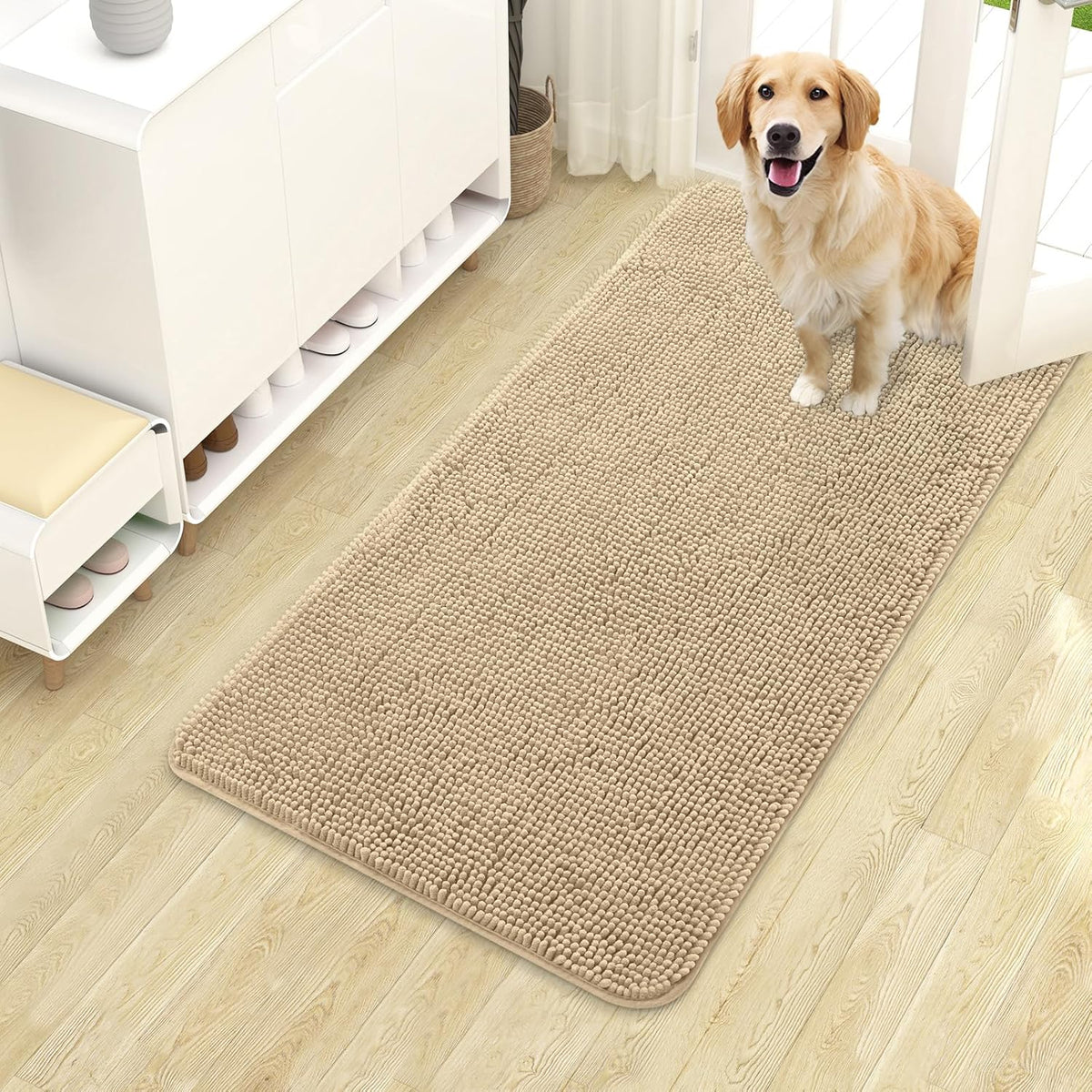 OLANLY Dog Door Mat for Muddy Paws 40x24, Absorbs Moisture and Dirt, Absorbent Non-Slip Washable