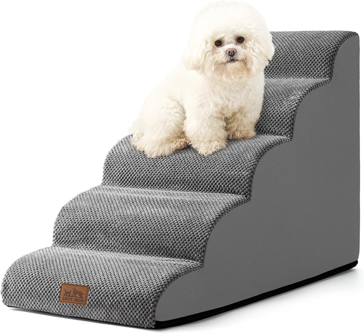 Dog Stairs for Small Dog 22.6" H, Curved Pet Step for Puppy, Older Cat, Medium Pet Ramp for High