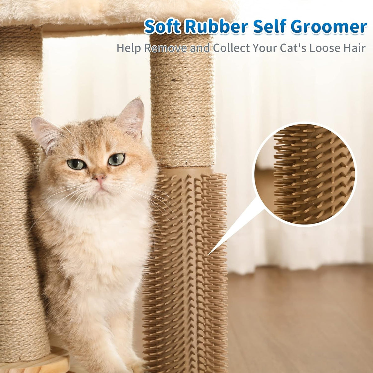 Made4Pets Cat Scratching Post, Cat Self Groomer for Indoor Cats, Cloud Soft Perch for Rest, 17.5"