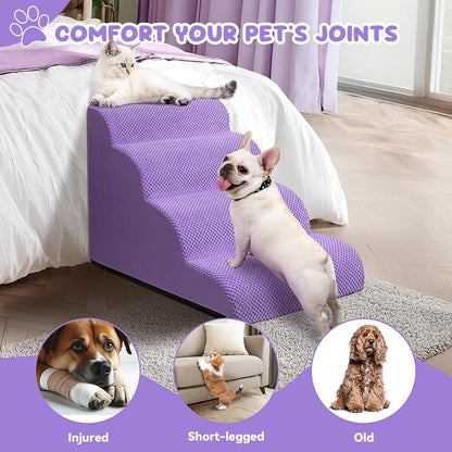 Dog Ramp and Stair for Bed 16" H-20 H,3-Step Cat Stair for Sofa and Chair,4-Step Dog Ramp for High