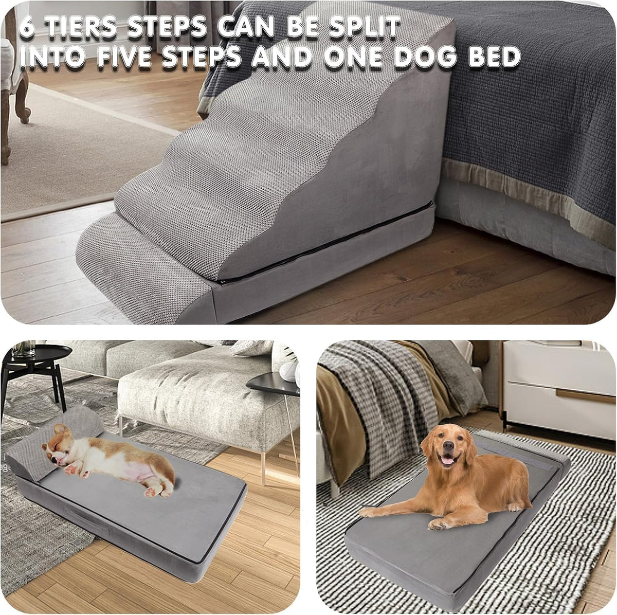 Soft Dog Stairs & Steps for High Beds 28 Inches High Tall, LitaiL Pet Stairs/Steps for High Beds