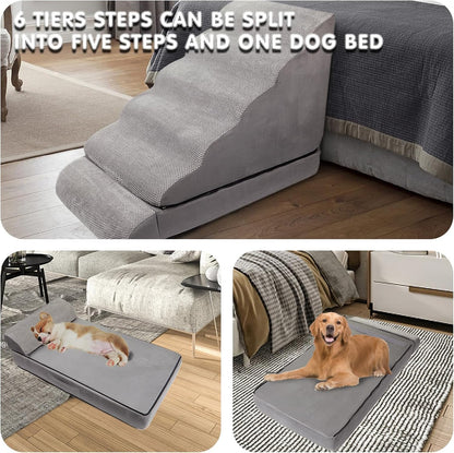 Soft Dog Stairs & Steps for High Beds 28 Inches High Tall, LitaiL Pet Stairs/Steps for High Beds