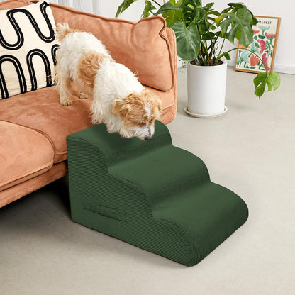 Dog Steps for Small Dogs, 3-Step Pet Ramp Stairs for High Beds and Sofa, Non-Slip Pet Stairs for