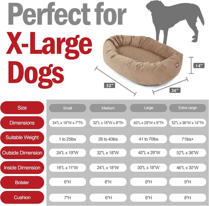 Majestic Pet 52 Inch Suede Shredded Memory Foam Mix Calming Extra Large Dog Bed Washable 52 x 35 x