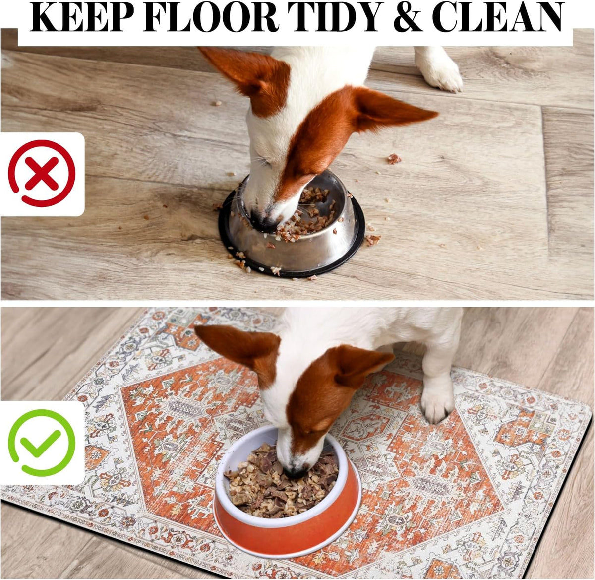 Dog Food Mats for Floors Absorbent, Pet Cat Food Mat - Non Slip Dog Bowl Mats for Food and Water