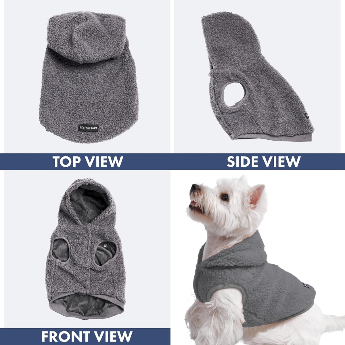 Spark Paws Teddy Dog Sweater, Sherpa Jacket Vest with Warm Fleece Lining, Winter Coat Suitable for