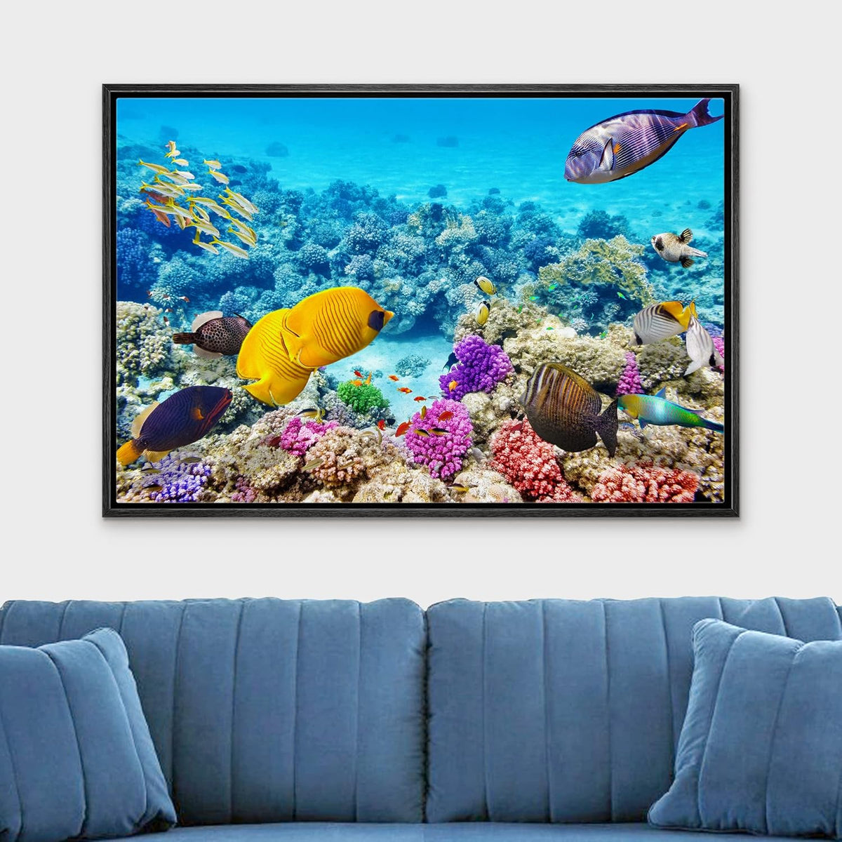 wall26 Framed Canvas Print Wall Art Tropical Underwater Ocean Sea Fish Reef Nature Animals Realism