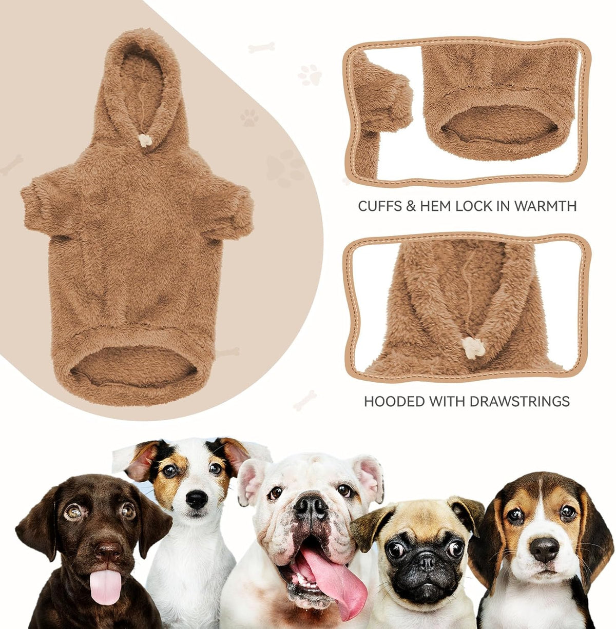 Fuzzy Dog Hoodie Dog Sweaters for Large Dogs Soft Double-Sided Plush Fleece Pet Sweater Pet Clothes
