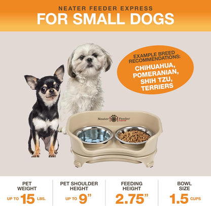 Neater Feeder Express Mess Proof Dog Bowls Elevated for Small Breeds Under 15 Lb, Made in USA, No