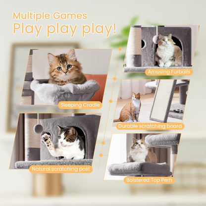 SHA CERLIN 68 Inches Multi-Level Large Cat Tree for Large Kitties/Big Cat Tower with Condo/Cozy