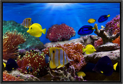 wall26 Framed Canvas Wall Art - Coral Reef and Tropical Fish Under The Ocean | Modern Home Art