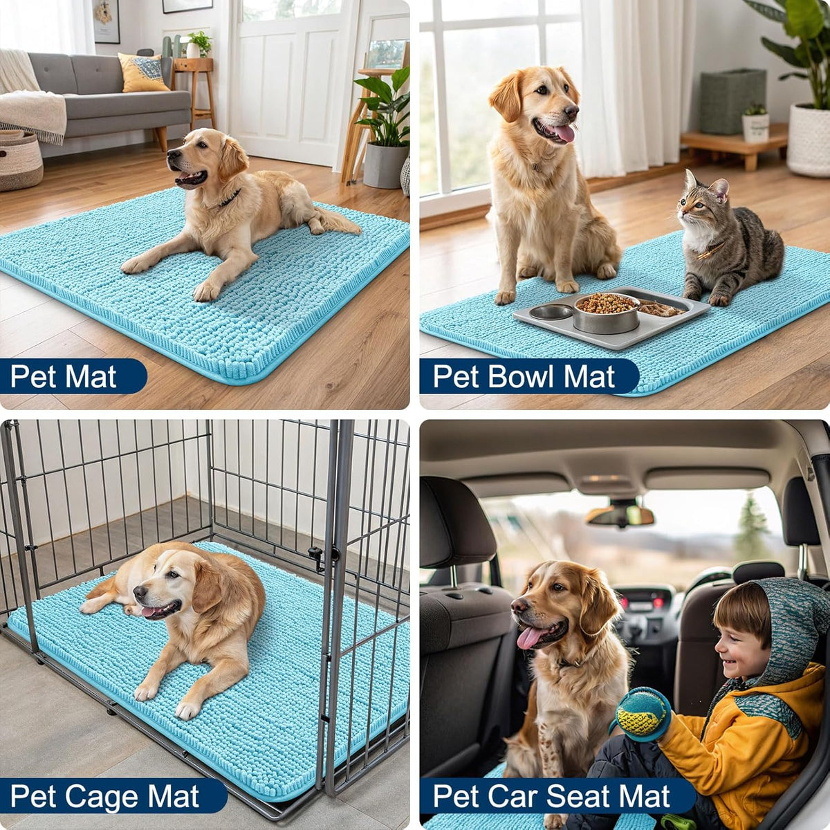 Smiry Dog Door Mat for Muddy Paws 36x24, Absorbs Moisture and Dirt Doormat, Non-Slip Washable Quick