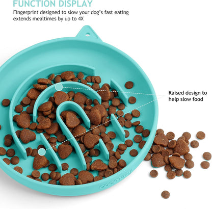 Coomazy Silicone Slow Feeder Dog Cat Bowls, Interactive Puzzle Toy for Pets Dry/Wet Food Training