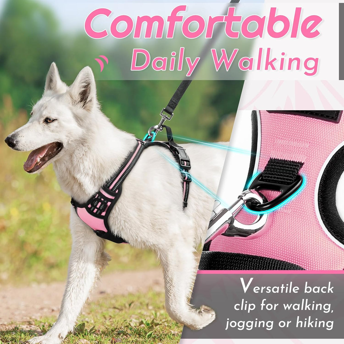 Eagloo Dog Harness Large Breed, No Pull Service Vest with Reflective Strips and Control Handle