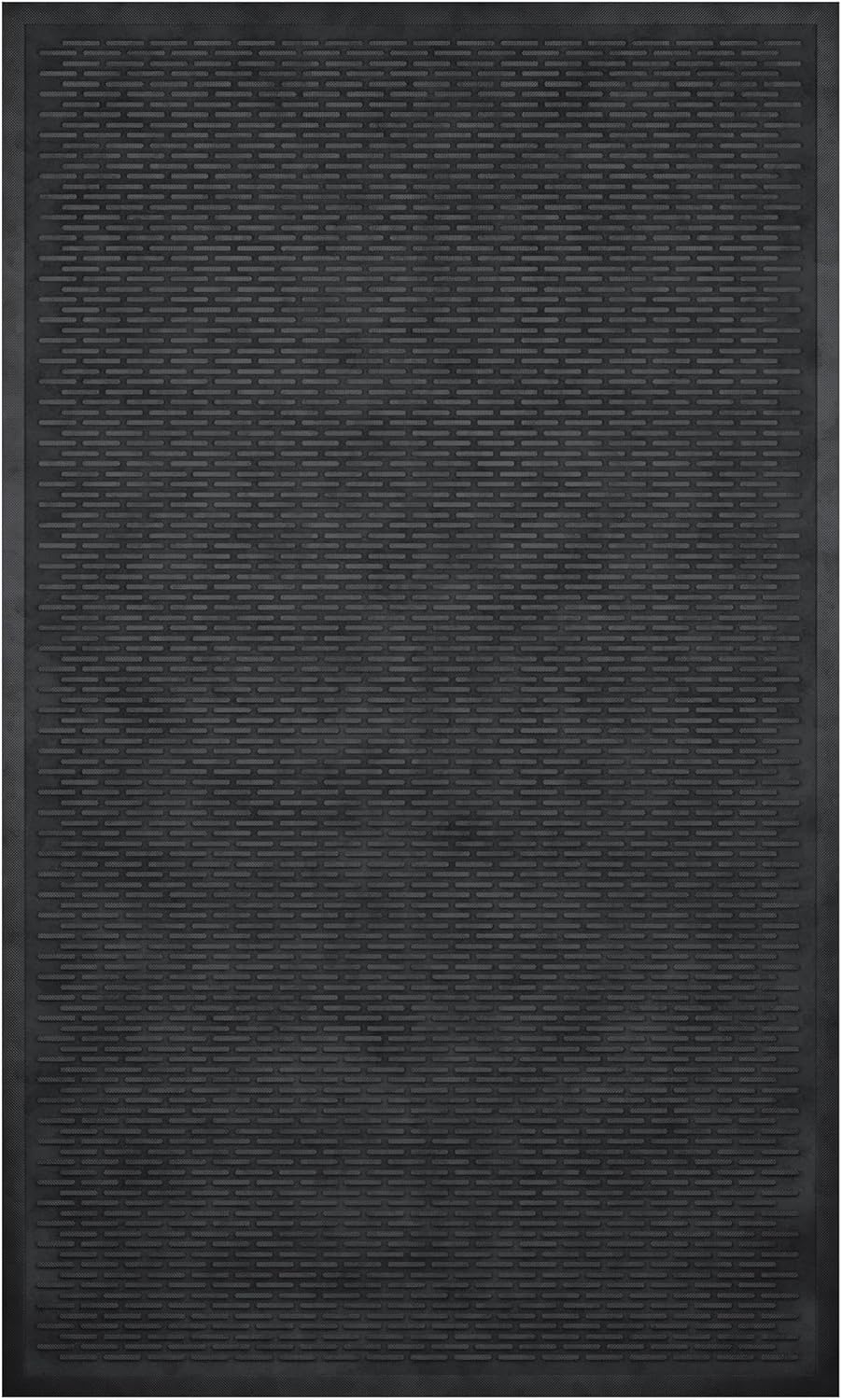 Indoor/Outdoor Hose-Wash Ribbed Design Non-Slip Rubber 3x5 Modern Area Rug for Living Room