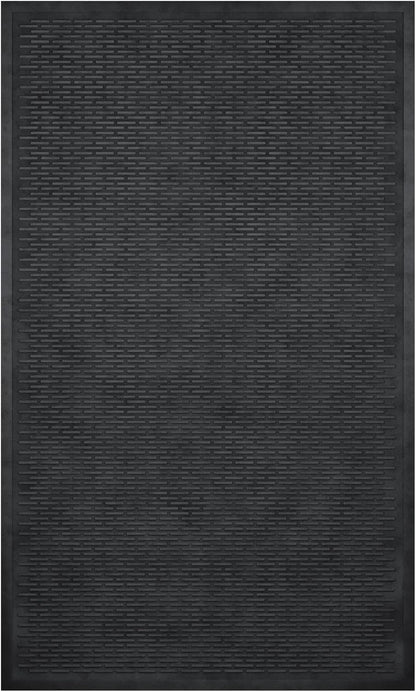 Indoor/Outdoor Hose-Wash Ribbed Design Non-Slip Rubber 3x5 Modern Area Rug for Living Room