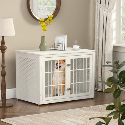 38" Heavy Duty Dog Crate Furniture for Large and Medium Dogs,Wooden Metal Kennel for High Anxiety