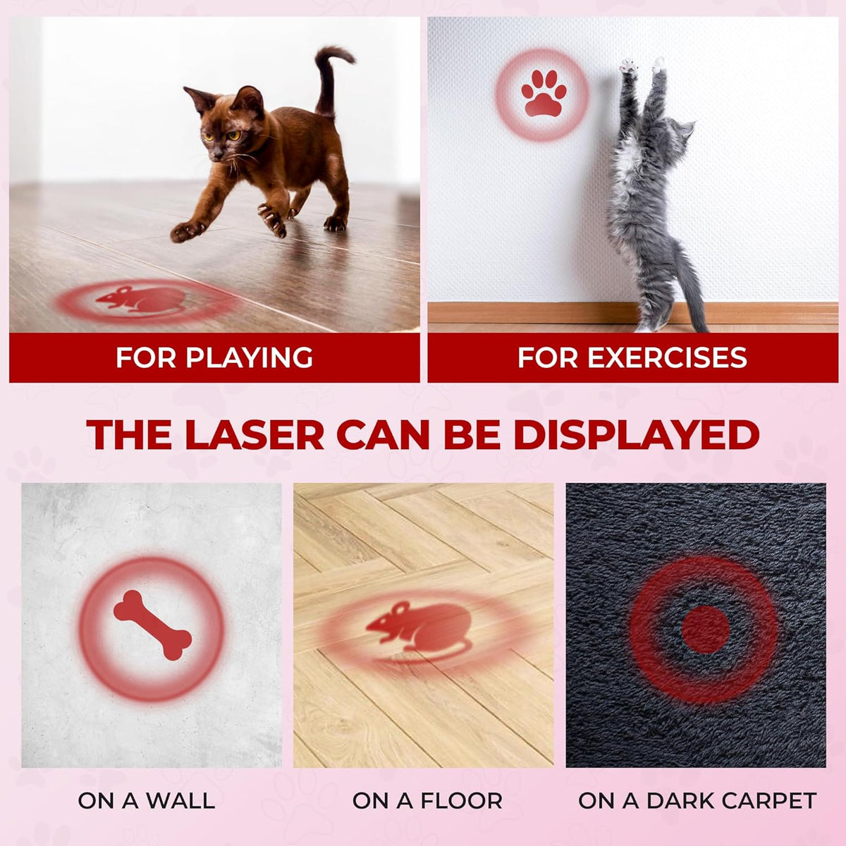O'ANTOO Cat Toy - Dog Toy | Wall Image Projector | Indoor Interactive Cat Toy with 5 Different