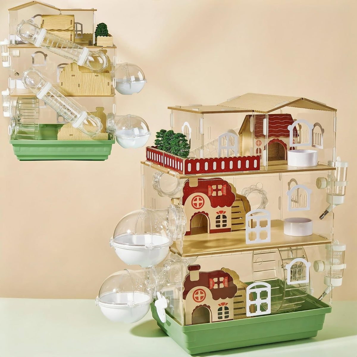 17 in 1 Clear Acrylic Hamster Cage with All Accessories,13.5''L* 10''W* 21''H Dwarf Hamster