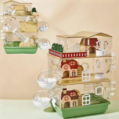 17 in 1 Clear Acrylic Hamster Cage with All Accessories,13.5''L* 10''W* 21''H Dwarf Hamster