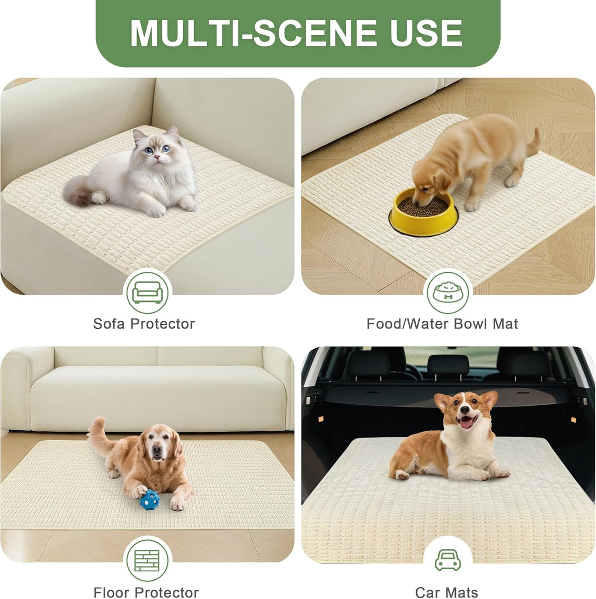 Washable Pee Pads for Dogs, 2 Pack Reusable Puppy Pads Dog Pads, Non-Slip Dog Pee Pads, Leakproof