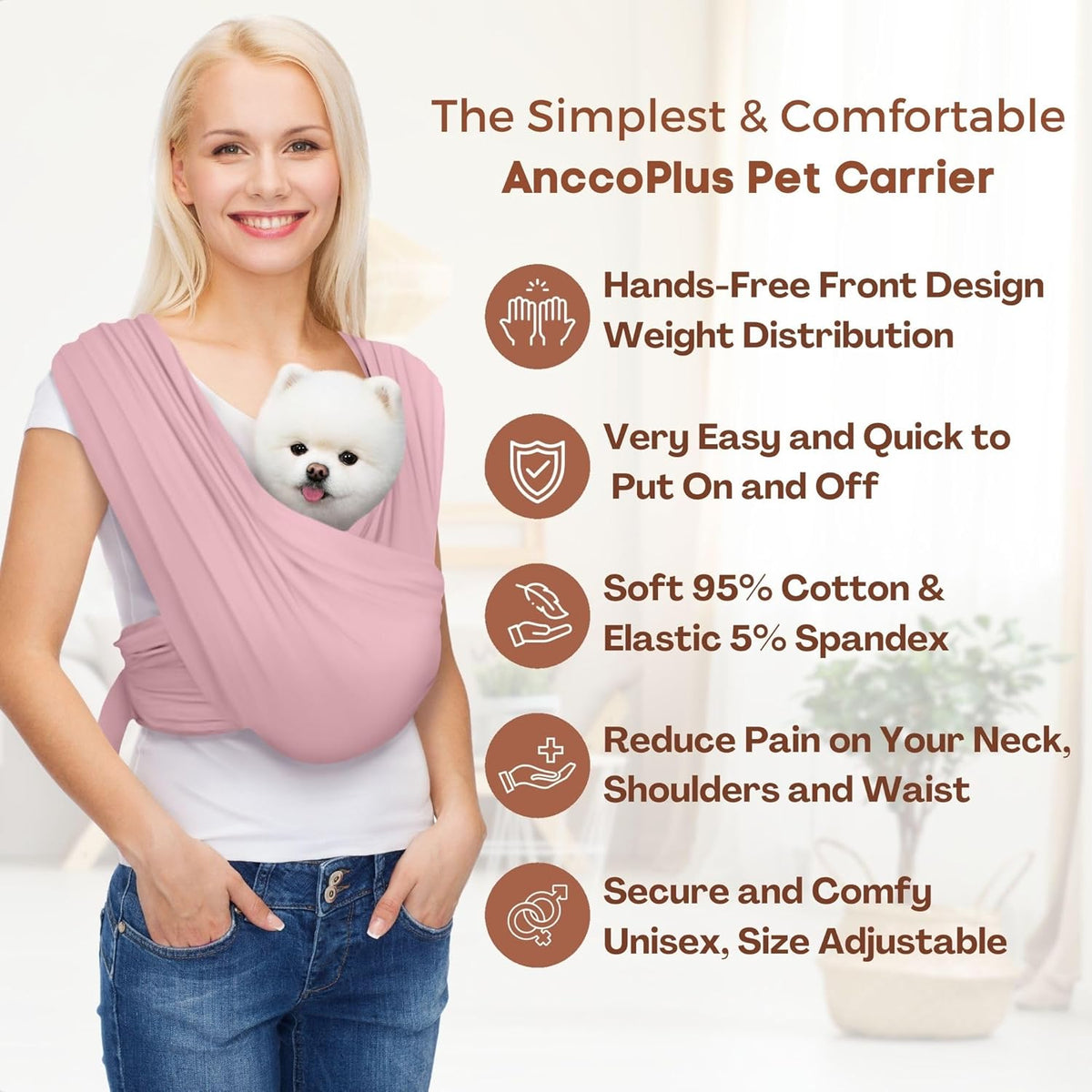 Dog Carriers for Small Dogs, Front Facing Dog Sling Carrier, Hands Free Cat Carrier, Size