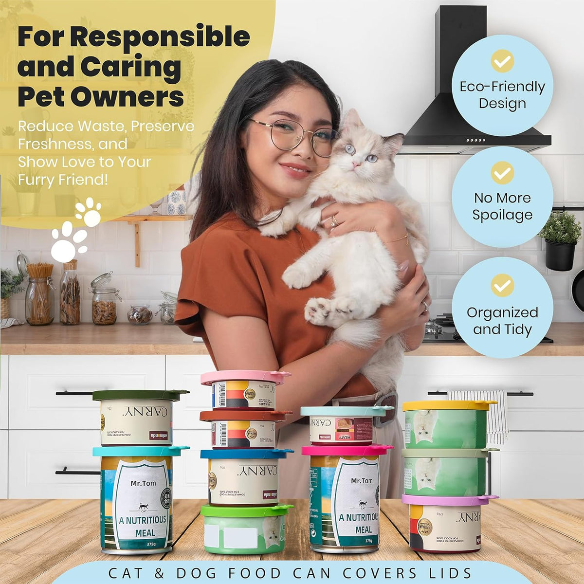 4 Pack Universal Pet Food Can Covers Lids - One fit 3 Standard Size Cans for Cats and Dogs Food