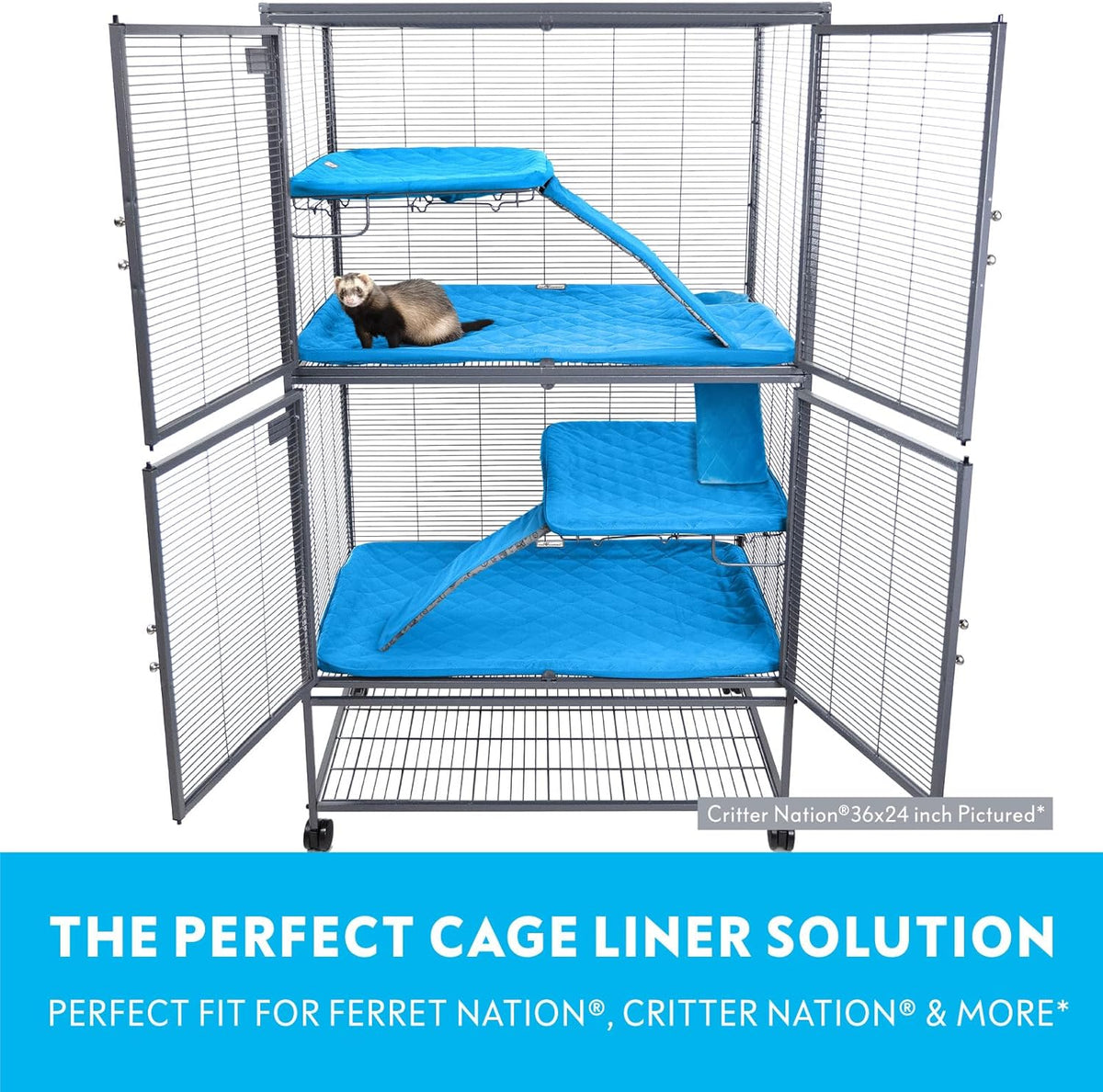 Paw Inspired Fitted Fleece Liners for Ferret Nation, Critter Nation Cage for Ferrets, Rats