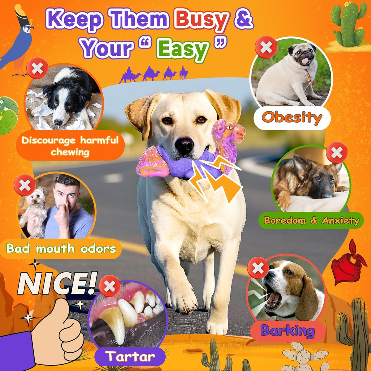 Tough Dog Toys for Aggressive Chewers, Durable Indestructible Nylon Dog Chew Toys for Large Medium