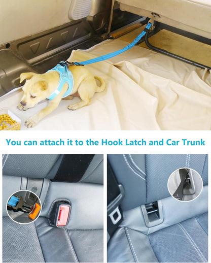 AUBELL Dog Seat Belt for Car,2 Pack Set 3-in-1 Adjustable Reflective Bungee Heavy Duty Dog Car