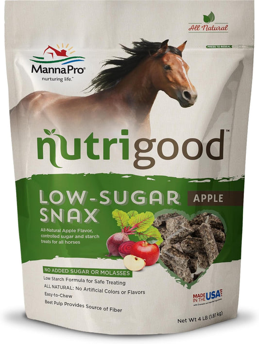 Manna Pro Nutrigood Low-Sugar Horse Treats – Apple Flavor, Healthy Natural Reward for Horses and