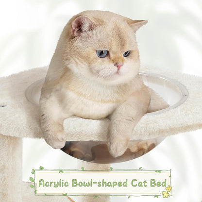 Yaheetech 54in Rattan Cat Tree, Modern Tower with Breathable Woven Condo, Scratching Posts &