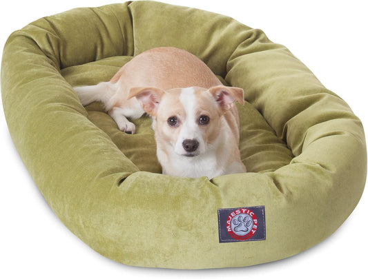 Majestic Pet 32 Inch Micro Velvet Calming Dog Bed Washable 32x23x7 (inch) – Cozy Soft Round Donut