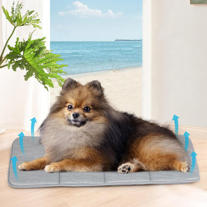 Dog Cooling Mat for Small Dogs - 24x18 Orthopedic Memory Foam Pet Pad for Summer, QMAX>0.5