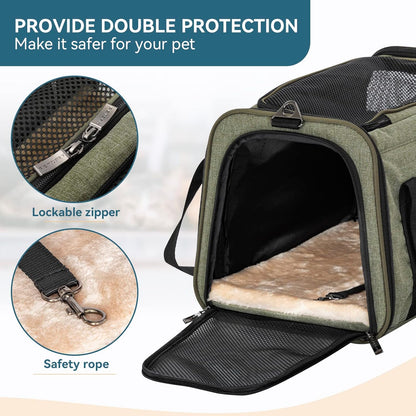 Petsfit Expandable Cat Carrier Dog Carrier, Soft-Sided Collapsible Portable Pet Carrier, 19x12x12