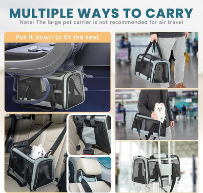 Petsfit Cat Carrier Dog Carrier, Large Capacity Lightweight Soft-Sided Pet Carrier for Travel, with