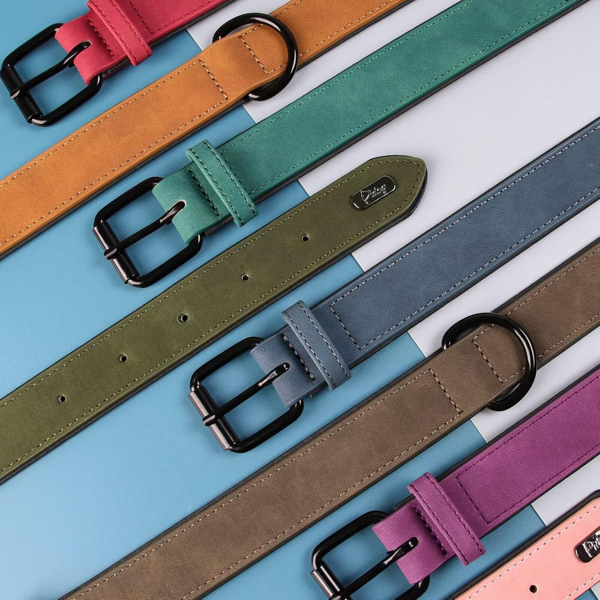 Didog Soft Padded PU Leather Dog Collar, Breathable and Adjustable Dog Collars for Medium Dogs