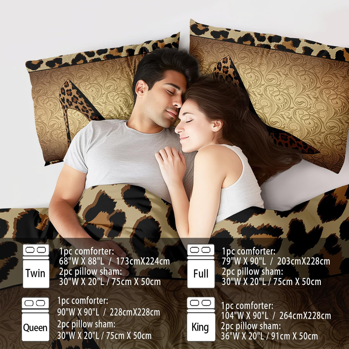 Leopard Comforter Set King Girls,Sexy High Heel Comforter for Women,Leopard Print Bedding Set King