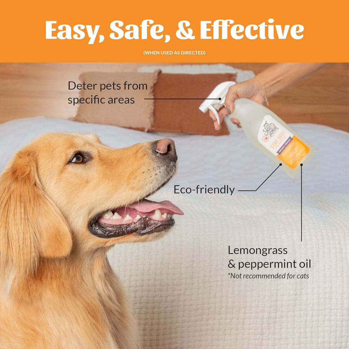 SKOUT'S HONOR Stay Off! Training Aid for Dogs - Natural Lemongrass & Peppermint Oils - Eco-Friendly