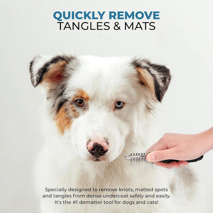 Poodle Dematting Fur Rake Comb Brush for Dogs and Cats - Long 2.5" Steel Safety Blades Metal Comb