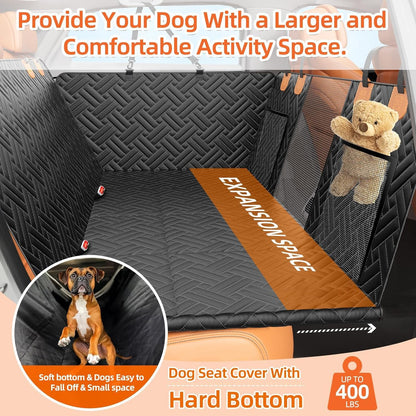 Back Seat Extender for Dogs,Dog Car Seat Cover for Back Seat,Hard Bottom Dog Bed for Car with Mesh
