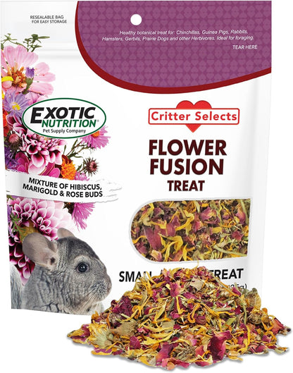Flower Fusion Treat (1/2 lb) - Healthy Natural Dried Flower Herbivore Treat - Chinchillas, Guinea