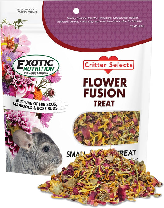 Flower Fusion Treat (1/2 lb) - Healthy Natural Dried Flower Herbivore Treat - Chinchillas, Guinea
