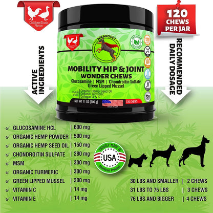 Advanced Hemp Hip and Joint Supplement for Dogs Hemp Oil Glucosamine Chondroitin for Dog Omegas