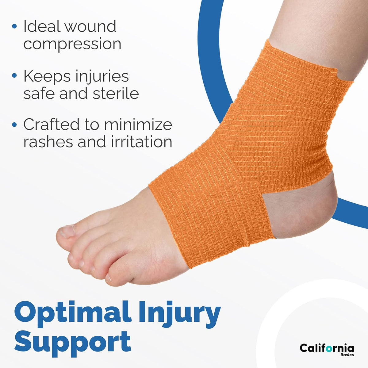 California Basics Self-Adhesive Medical Tape (2 inch) - Pack of 12 - Cohesive Bandage Wrap Rolls