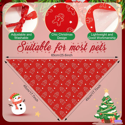Chunful 100 Pieces Christmas Dog Bandanas Bulk Red and White Xmas Bandanas for Dogs Triangle Scarf