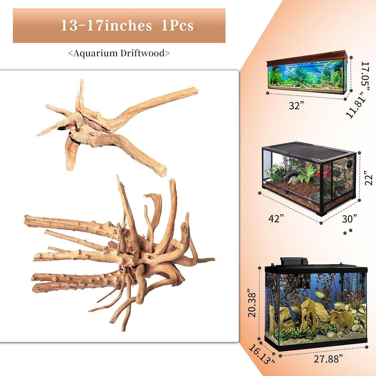 majoywoo Natural Large Driftwood for Aquarium Decor Reptile Decor, Assorted Spider Wood Branch